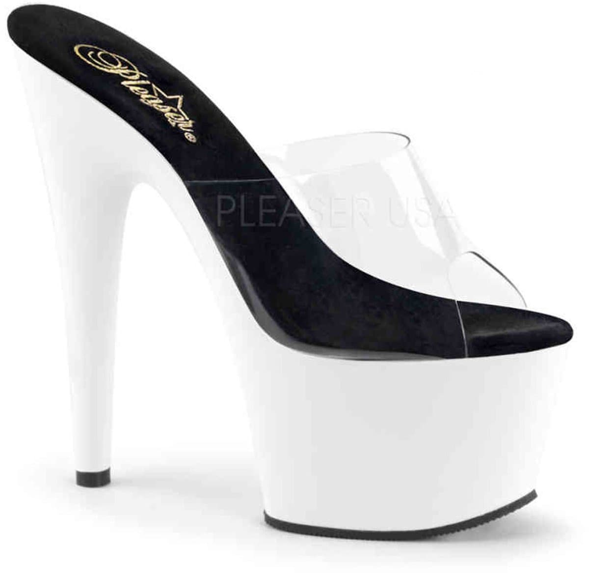 Pleaser - ADORE-701UV Muiltjes - Paaldans schoenen - 40 Shoes - Transparant/Zwart — afbeelding 1