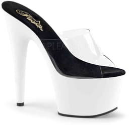 Pleaser - ADORE-701UV Muiltjes - Paaldans schoenen - 40 Shoes - Transparant/Zwart — thumbnail 1