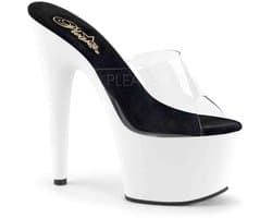 Pleaser - ADORE-701UV Muiltjes - Paaldans schoenen - 40 Shoes - Transparant/Zwart