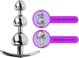 Cupitoys® Metalen buttplug - Zilver - Diamant paars - Anker - 3 beads - Sex toys voor vrouwen - Sex toys voor mannen - Buttplugs — thumbnail 5
