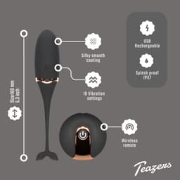Teazers - Luxe Vibrerend Ei met Afstandsbediening - Vibratie Eitje - Oplaadbaar - Sex Toys voor Vrouwen - Vibrators voor Vrouwen - Vibratie Ei met Afstandsbediening - Sex Toys voor Koppels - Zwart/Goud — thumbnail 3