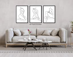 Abstracte Lijntekening - Lijst Kunst - Woonkamer Decoratie - Eco-pigment Prints - 40 x 61 cm - Multicolor — thumbnail 4