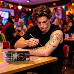 Body Paint Markers - Huidverf Stiften - Artistiek Tekenen - Huidvriendelijk Afwasbaar - 10 Kleuren - Levendig — thumbnail 4