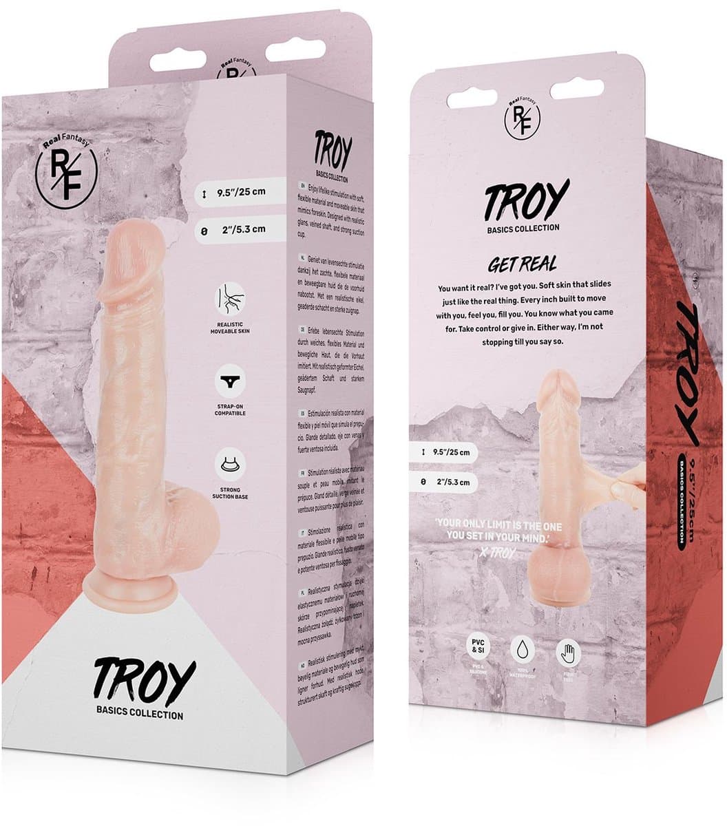 Real Fantasy - Troy Dildo Beweegbare Huid - 25cm — afbeelding 1