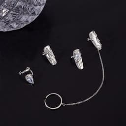 Allecta - Zilveren Punk Vingernagel Klauw Ringen - Strass - Verstelbaar - Open Nagelringen - Handdecoratie - Cosplay Kostuum Decoratie — thumbnail 4