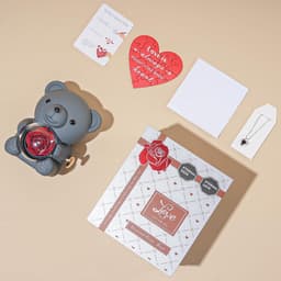 Romantische beer met geconserveerde roos en elegante geschenkdoos - Perfect cadeau voor Valentijnsdag, Moederdag en bruiloften — thumbnail 3