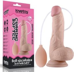Lovetoy - Zachte Dildo Met Balzak En Squirt Functie - 20 cm - Lichte Huidskleur — thumbnail 2