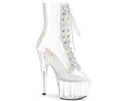 Pleaser - ADORE-1021C-2 Plateau Laarzen, Paaldans schoenen - Paaldans schoenen - 36 Shoes - Transparant