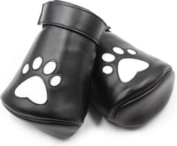 Banoch - Perrito Mittones - dog paws mittens bondage - PU Leer - Wit Voetje - puppy play — thumbnail 1