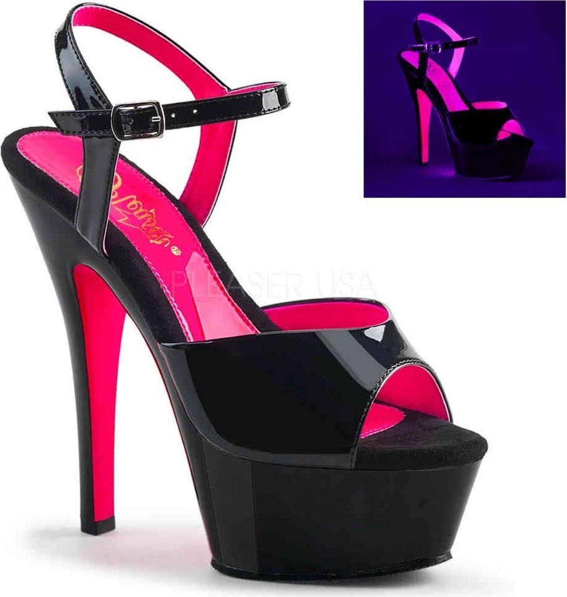 EU 39 = US 9 | KISS-209TT | 6 Heel, 1 3/4 PF Two Tone Ankle Strap Sandal — afbeelding 1