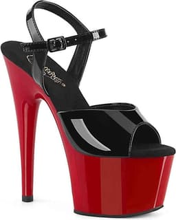 Pleaser - ADORE-709 Sandaal met enkelband, Paaldans schoenen - Paaldans schoenen - 41 Shoes - Zwart/Rood — thumbnail 1