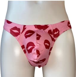 LekkerStout Heren String Kusjes-Print - Roze/Rood - Sexy Herenondergoed - Maat XL | ( LS246 ) — thumbnail 1