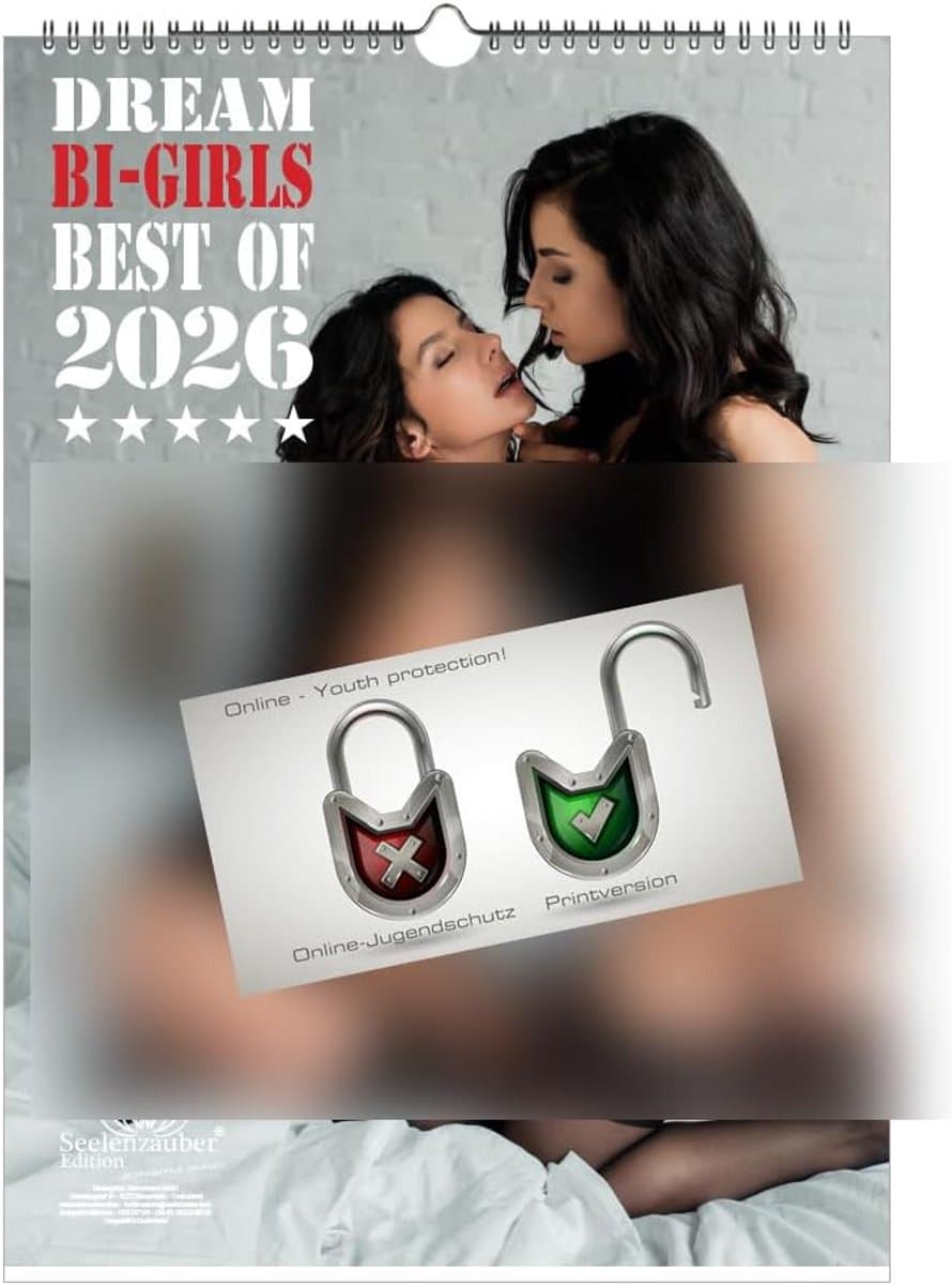 Sexy lesbische paren kalender 2026 - DIN A3 erotische fotokalender met kersthanger — afbeelding 1