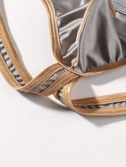 Sexy Ice Silky Jockstrap - Grijs met Gouden Details - Zijdezacht & Verleidelijk - Maat XL | LS108 — thumbnail 5
