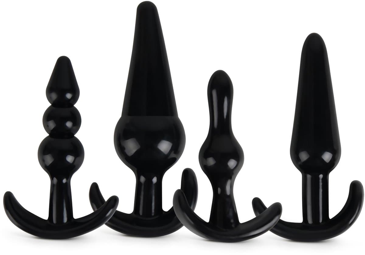 Banoch Buttplug Trainer Set | 4-delige Anaal Plug Set | Beginner Vriendelijk | Zwart Hygiënisch TPR | Oplopende Maten | voor man en vrouw — afbeelding 1