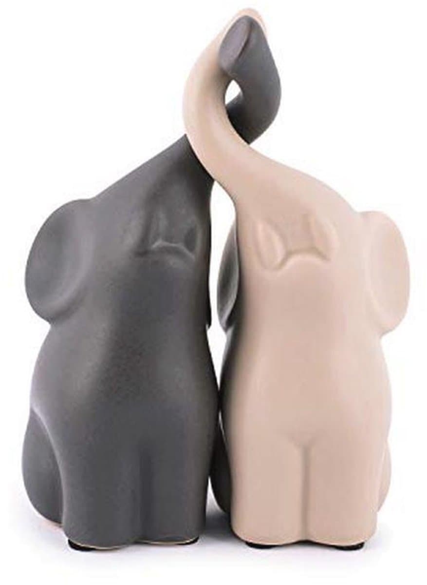 Verliefde olifanten set van 2 - Keramische decoratie 11 cm — afbeelding 1
