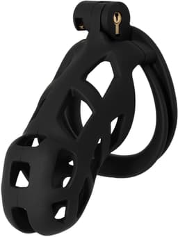 Hidden Desire - Kuisheidskooi - Penis Cage - P-Cage - Kunststof Kuisheidskooi - Chastity - Penis Kooi Zwart - Kuisheidkooi met 4 Ringmaten - Penis Prison Cock Cage - Verkrijgbaar in 4 Lengtes - Male Chastity Cages - Maat L - 11 cm - Zwart — thumbnail 1