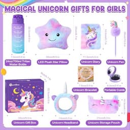 Magische Eenhoorn Cadeauset voor Meisjes van 4 tot 10 Jaar – Drinkflessen, Knuffelkussens en Meer – Perfect voor Verjaardag, Kerst en Speciale Gelegenheden — thumbnail 5