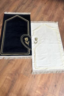 Luxe Set Moslim Gebedskleden voor Koppels - Zacht Gebedskleed met Rozenkrans - Islamitisch Cadeau — thumbnail 3