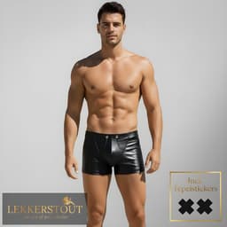 PU Lederen Boxershort - Open Kruis - Zwart - Sexy Herenondergoed | XXL | LS154 — thumbnail 2