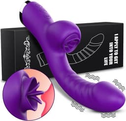 paarse Dubbele Penetratie Vibrator - Luchtdruk Vibrator - Clitoris & G Spot stimulator - Krachtig - Vibrators - Vibrators voor vrouwen - Sex toys voor koppels - Vibrator - Discreet Bezorgde -Licking Sucking - sex speeltjes — thumbnail 1