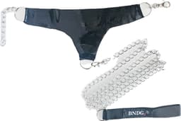 BNDGx® - Lijn met halsband Zwart LATEX - SM rollenspel set - Met ketting lijn Kinky erotiek erotische speeltjes — thumbnail 3