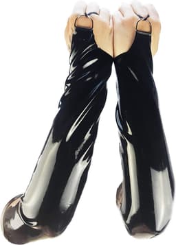 BNDGx® - 100% LATEX Handschoenen - Maat L/XL - Lang Zwart BDSM SM sexy glans handschoen vingerloos BDSM Rubber Fetish SM rollenspel kleding — thumbnail 1
