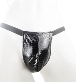 BamBella® Slip Datex (Latex & Stof ) voor mannen - S/M - Erotische Sexy SM BDSM Lingerie Heren - Zwart mannen ondergoed slip Reptiel print — thumbnail 1