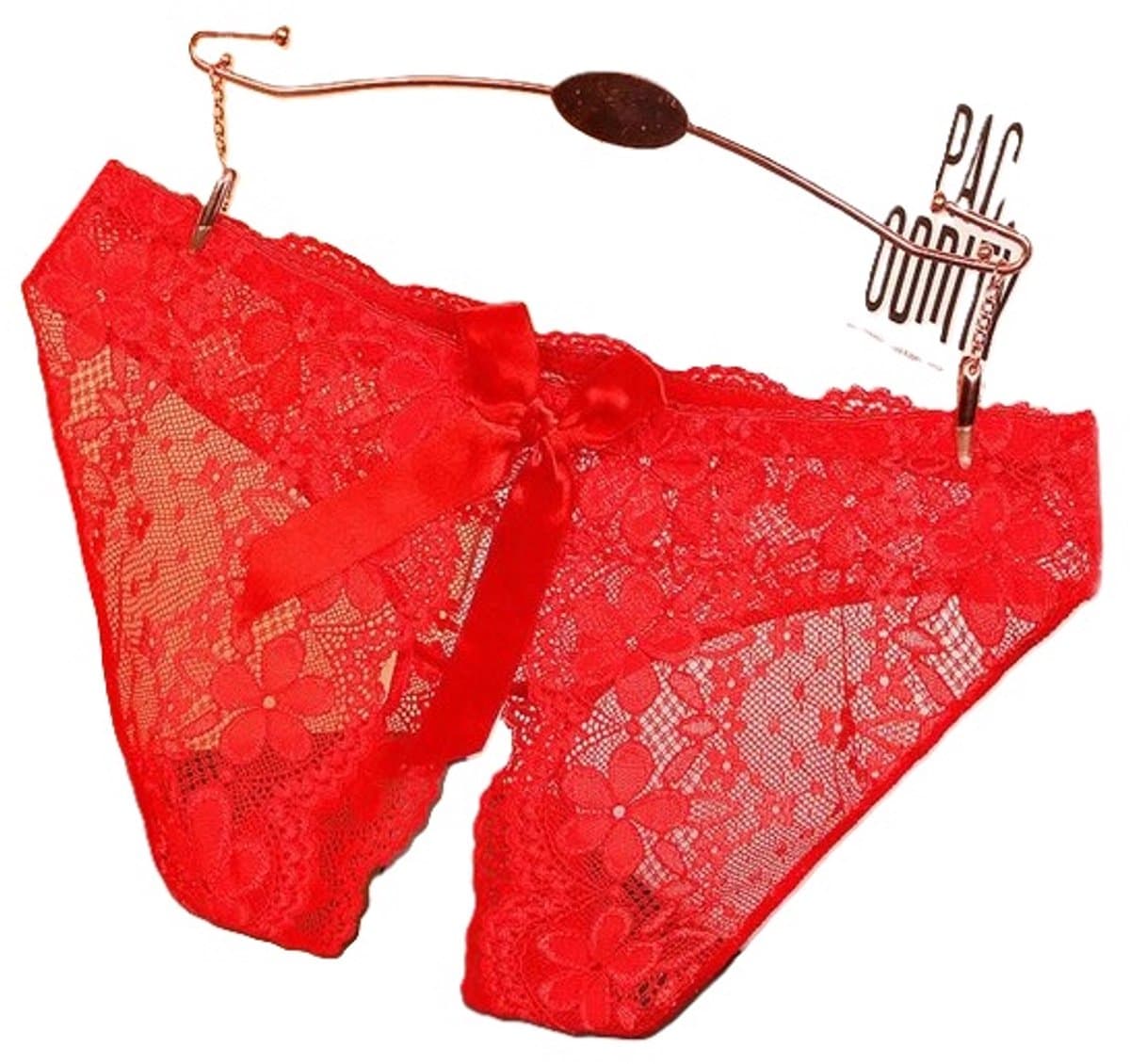 Erotische String Met Open Kruis & Strikje Sexy Slip/ Slipje I Sexy String I Erotisch Ondergoed I One Size I Rood — afbeelding 1