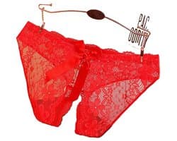 Erotische String Met Open Kruis & Strikje Sexy Slip/ Slipje I Sexy String I Erotisch Ondergoed I One Size I Rood