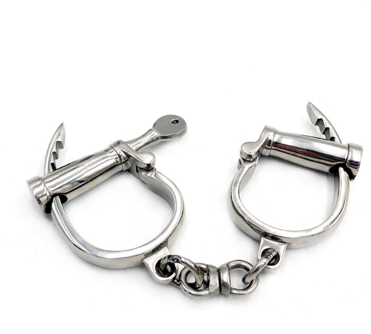 Nooitmeersaai - Handboeien haaitand - Metaal - Zilver - incl. slot — afbeelding 1