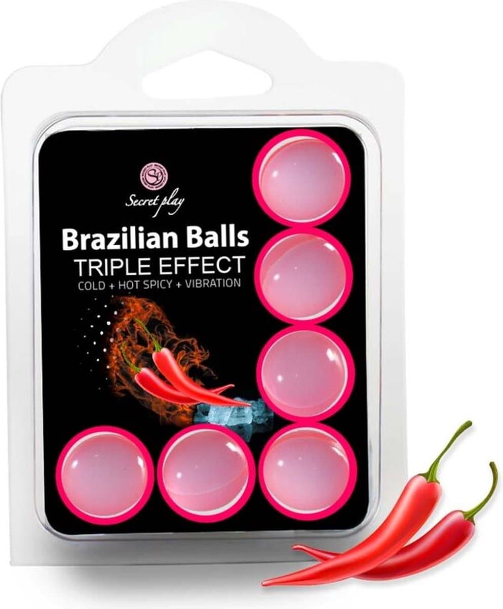 Secret Play Brazilian Balls - Massageolie - Triple Effect - 6 stuks — afbeelding 1
