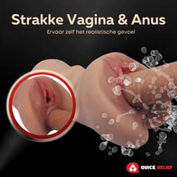 Quick Relief Aisha™ Official - Masturbator - Realistisch - Pocket Pussy - 2 in 1 Vagina en Anus - Sex Toys voor Mannen - Zelf Aftrekken - Stroker - Kunstvagina Bruin — thumbnail 4