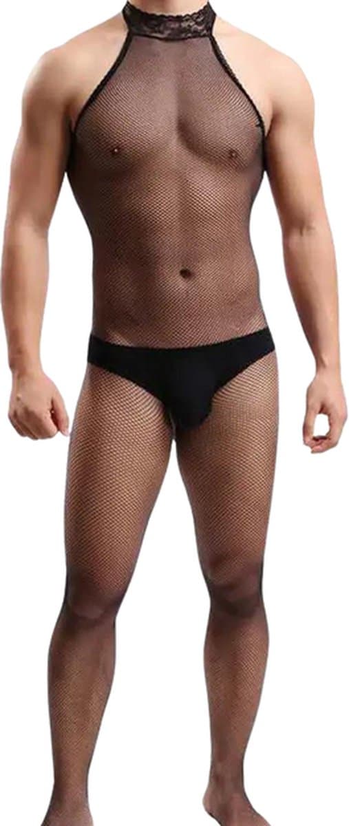 LekkerStout Doorschijnende Bodysuit - Zwarte - Sexy Herenlingerie | S-L | ( LS170 ) — afbeelding 1