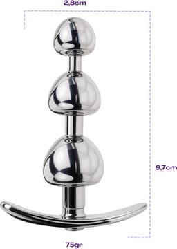 Cupitoys® Metalen buttplug - Zilver - Diamant paars - Anker - 3 beads - Sex toys voor vrouwen - Sex toys voor mannen - Buttplugs — thumbnail 2