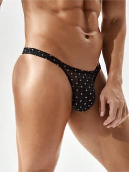 LekkerStout Rhinestone String - Zwart- Sexy Herenondergoed | L | ( LS101 ) — thumbnail 4