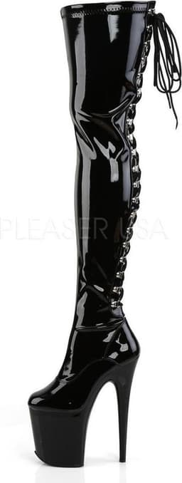 Pleaser - FLAMINGO-3063 Plateau Overknee Laarzen - Paaldans schoenen - 37 Shoes - Zwart — thumbnail 4
