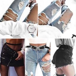 Panty - Netpanty - Mini visnet - Gaten - Sexy lingerie - Erotische Kousen - Zwart — thumbnail 4