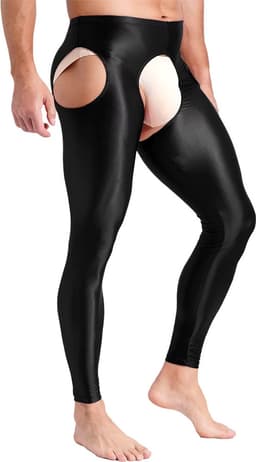 Heren Glanzende Legging met Open Kruis - Lingerie - Broek — thumbnail 2