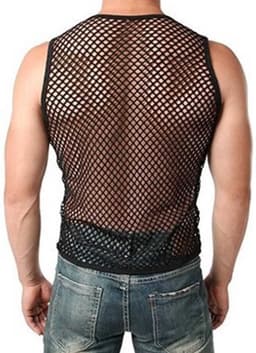 Heren mesh tank top - Visnet - Mouwloos - Erotisch hemd mannen - Polyester — thumbnail 3
