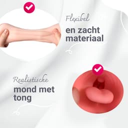 Rosebay - 2-1 Mond & Pussy Masturbator - Masturbator voor Man - Pocket Pussy - Sex Toys voor Mannen - Wit - Met Opbergzakje — thumbnail 4