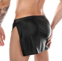 Mini Rok Heren - Leer Look - Heren Lingerie - Ondergoed - Zwart — thumbnail 2