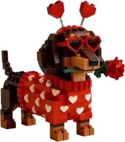 Dachshund Steen Set - Hond Bouwstenen - Decoratie Bouwen - Romantisch Hart Accessoire - 12x14x15 CM — thumbnail 1