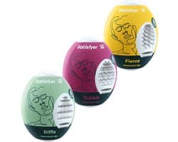 Satisfyer Masturbator Egg, verschillende structuren, hydro-actief TPE, geen glijmiddel nodig, voor eenmalig gebruik