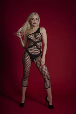Cindylove - Visnet Bodystocking met Legging - One Size - Zwart — thumbnail 2