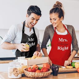 Koppel Schorten - Mr Mrs Sets - Keuken Gebruik - Gemaakt voor Koppels - Uniseks Volwassene - Wit — thumbnail 3