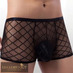 Heren Boxer Short Mesh Design Transparant Zwart - Sexy Herenondergoed - Maat M | LS149 — thumbnail 4