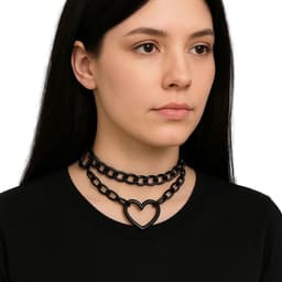BDSM Halsband Black - Choker - Verstelbaar - One size - Hartje - Ketting — thumbnail 1