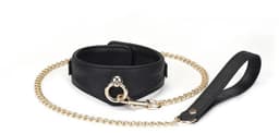 Liebe Seele - Demon's Kiss - Curved Collar Met Leash - Luxe En exclusief ontwerp - Zwart/Goud — thumbnail 1