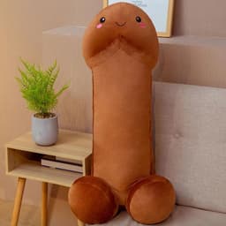 Zachte en grote penis piemel knuffel -  kussen - XL formaat (1 meter) - bruin — thumbnail 5